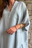 Tasha Cushion Cotton Oversized Shirt Tunic Pearl
